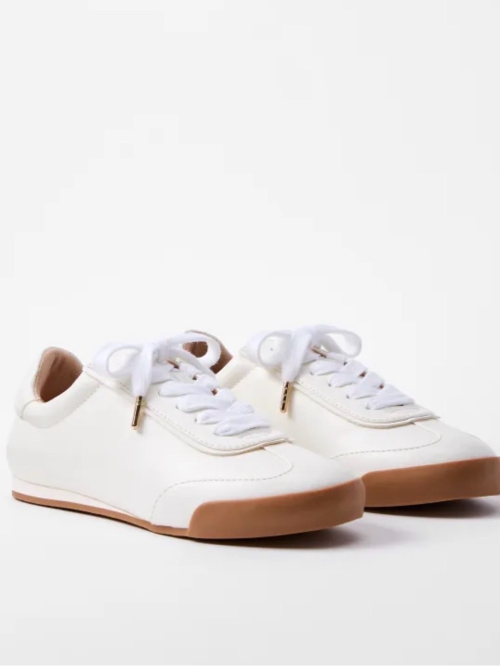 NWOT LOFT White Sneakers with Brown Rubber Sole